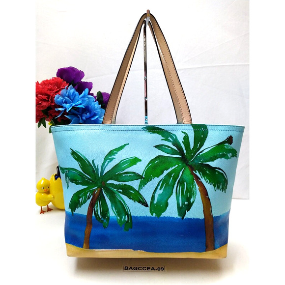 Kate Spade Francis I Need A Vacation Multicolor Double Handle Tote Bag - Picture 2 of 15